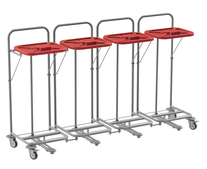 VK 80 - 4N vozík na třídění odpadu a prádla, nožní otevírání plast - VK - červený